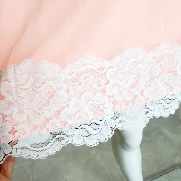 Dunlon vintage 1970s Short neon Night Gown lace - Picture 10 of 16